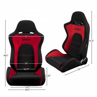 Спортивные сиденья анатомические серии S8 Series V2 Sport Seats - Black Cloth with Grey Microsuede