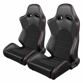 Спортивные сиденья анатомические серии Advan - Black Leatherette (Red Stitching)