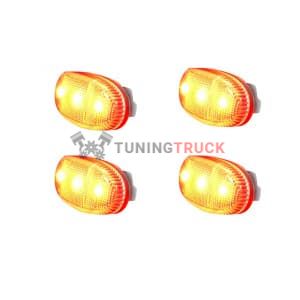 Ford 11-17 Superduty Dually Fender Lenses (4-Piece Set) w/ 2 Red LED Lights & 2 Amber LED Lights - Clear Lens w/ Chrome Trim