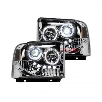 Ford Superduty 05-07 F250/F350/F450/F550 PROJECTOR HEADLIGHTS - Clear / Chrome