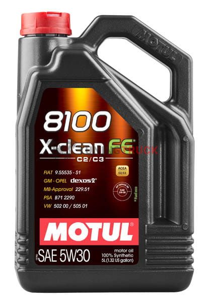 5 л MOTUL8100 X-CLEAN FE 5W-30 для бензиновых и дизельных двигателей стандарта ЕВРО IV и ЕВРО V