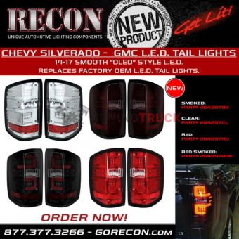 Chevy Silverado 16-17 1500/2500/3500 (Replaces Factory OEM LED Tail Lights ONLY - Also Fits GMC Sierra 15-17 Dually Body Style with Factory OEM LED Tail Lights ONLY) OLED TAIL LIGHTS - Red Lens