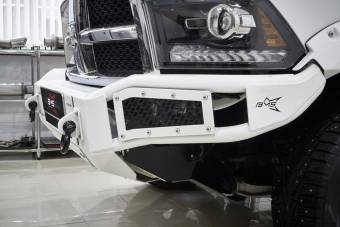 Передний силовой бампер BMS Alfa для Dodge Ram 2009-18, покрытие Raptor + цинкование