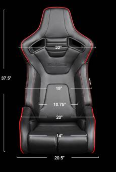 Спортивные сиденья анатомические серии Elite-R черные с красной строчкой и отделкой