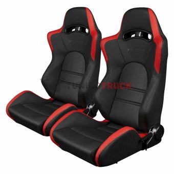 Спортивные сиденья анатомические серии S8 Series V2 Sport Seats - Black and Red Leatherette