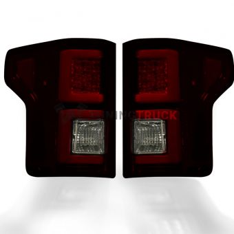 Ford F150 15-17 (Replaces OEM Halogen Style Tail Lights) LED TAIL LIGHTS - Dark Red Smoked Lens