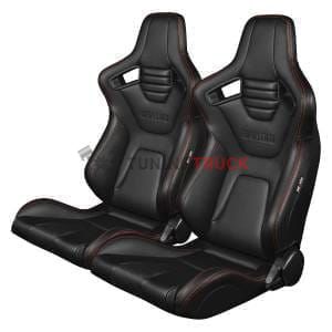 Спортивные сиденья анатомические серии Elite-X - чёрные с красной строчкой