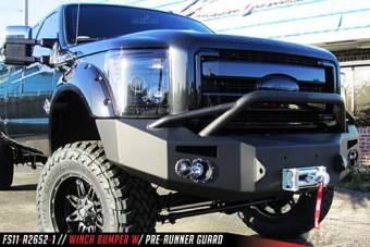 2011-2016 Ford Super Duty F450 - F550 Winch Bumper w/  Pre-Runner Grill Guard Bare