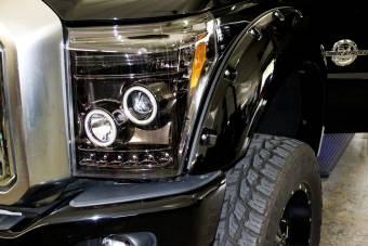 Ford Superduty 11-16 F250/F350/F450/F550 PROJECTOR HEADLIGHTS w/ CCFL HALOS & DRL - Smoked / Black