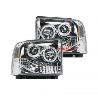 Ford Superduty 05-07 F250/F350/F450/F550 PROJECTOR HEADLIGHTS - Clear / Chrome