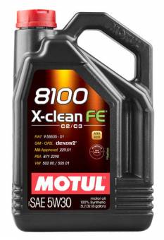 5 л MOTUL8100 X-CLEAN FE 5W-30 для бензиновых и дизельных двигателей стандарта ЕВРО IV и ЕВРО V