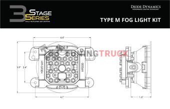 Комплект противотуманных янтарных LED-фар SS3 Pro тип M