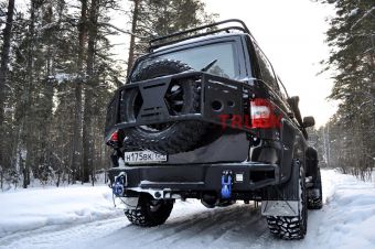 Калитка под запаску BMS Alfa для UAZ Patriot 2008-20, покрытие Line-X + цинкование