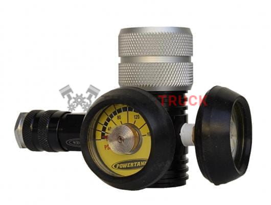 Sidearm 160D Regulator, 0-160 PSI, adjustable, fits 323 valves, Aluminum body, bottle and outlet pressure gauges.  Recommended for vehicle mounted systems.