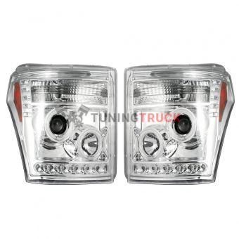 Ford Superduty 11-16 F250/F350/F450/F550 PROJECTOR HEADLIGHTS w/ CCFL HALOS & DRL - Clear / Chrome