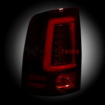 Dodge 09-14 RAM 1500 & 10-14 RAM 2500/3500 OLED TAIL LIGHTS (Replaces Factory OEM Halogen Tail Lights) - Dark Red Smoked Lens