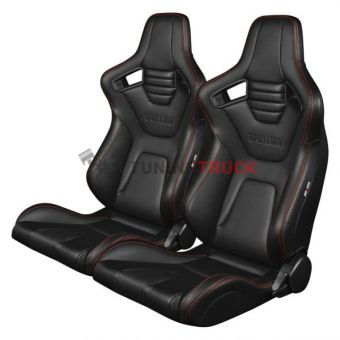 Спортивные сиденья анатомические серии Elite-X - чёрные с красной строчкой | Купить в Москве с доставкой по России. Спортивные сиденья анатомические серии Elite-X - чёрные с красной строчкой