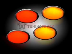 Ford 99-10 Superduty Dually Fender Lenses (4-Piece Set) w/ 2 Red LED Lights & 2 Amber LED Lights - Smoked Lens w/ Black Trim