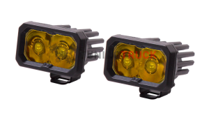 Комплект стандартные желтые LED-фары SS2 Sport с янтарной подсветкой, дальний свет 2шт.