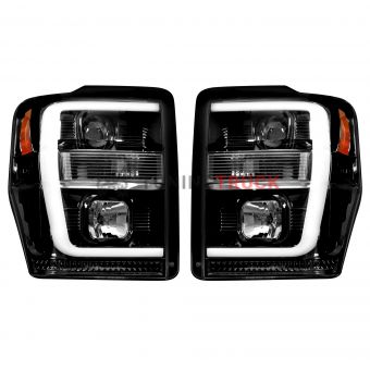 Ford Superduty 08-10 F250/F350/F450/F550 PROJECTOR HEADLIGHTS - Smoked / Black
