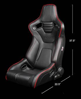 Спортивные сиденья анатомические серии Elite-R черные с красной строчкой и отделкой