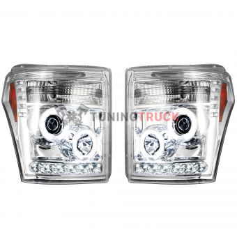 Ford Superduty 11-16 F250/F350/F450/F550 PROJECTOR HEADLIGHTS w/ CCFL HALOS & DRL - Clear / Chrome