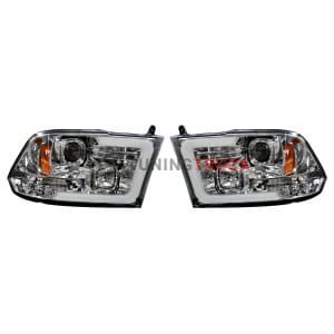 Dodge RAM 09-13 1500 & 10-14 2500/3500 PROJECTOR HEADLIGHTS w/ Ultra High Power Smooth OLED HALOS & DRL - Clear / Chrome