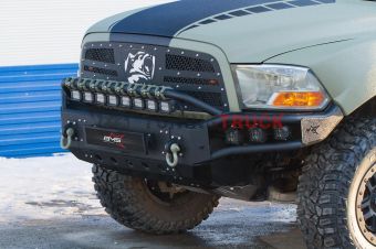 Передний силовой бампер BMS Alfa для Dodge Ram 2009-18, покрытие Line-X + цинкование
