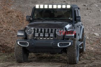 Комплект с кронштейнами для монтажа LED-балок SS5 Pro CrossLink над лобовым стеклом Jeep JL Wrangler