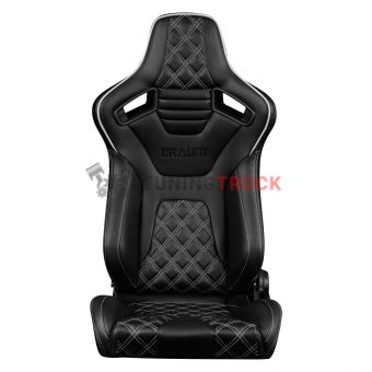 Спортивные сиденья анатомические серии Elite-X Series Sport Seats - Black Diamond (Double White Stitching / White Piping)