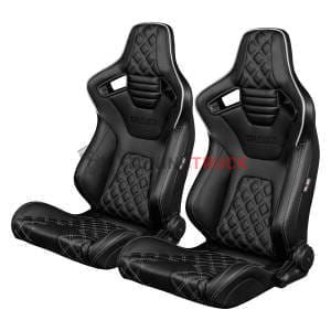 Спортивные сиденья анатомические серии Elite-X Series Sport Seats - Black Diamond (Double White Stitching / White Piping)