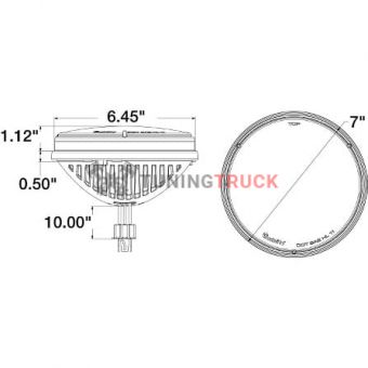 Фара головного света круглая 7", два диода, 12-24В, поликарбонатное стекло
