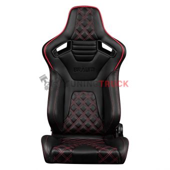 Спортивные сиденья анатомические серии Elite-X Series Sport Seats - Black Diamond (Double Red Stitching / Red Piping)