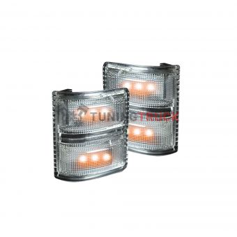 Ford 08-16 F250/F350 Superduty Side Mirror Lenses (2-Piece Set) w/ AMBER LED Running Lights & Turn Signals - Clear Lens