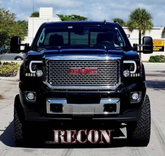 GMC Sierra 14-17 (3nd GEN) PROJECTOR HEADLIGHTS w/ SMOOTH OLED HALOS & DRL - Smoked / Black