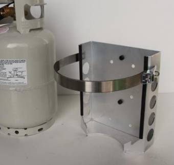 Propane Power Brkt., 11 lb. tank 11 lb. Worthington (2.5 gallon) or the Manchester 10 lb. with a 9" diameter