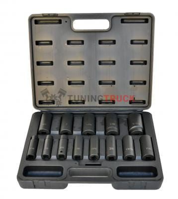 Impact Socket Set, SAE, 1/2" drive deep,