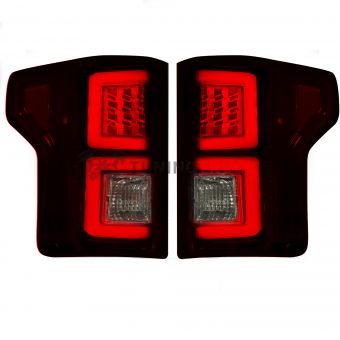 Ford F150 15-17 (Replaces OEM Halogen Style Tail Lights) LED TAIL LIGHTS - Dark Red Smoked Lens