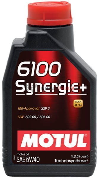 1 л MOTUL 6100 SYNERGIE+ 5W-40 для бензиновых и дизельных двигателей, изготовленное по технологии Technosynthese®
