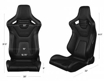 Спортивные сиденья анатомические серии Elite-X Series Sport Seats - Black Diamond (Double White Stitching / White Piping)