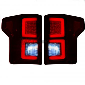 Ford F150 15-17 (Replaces OEM Halogen Style Tail Lights) LED TAIL LIGHTS - Dark Red Smoked Lens
