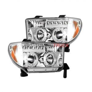 Toyota Tundra & Sequoia 07-13 PROJECTOR HEADLIGHTS w/ Ultra High Power Smooth OLED HALOS & DRL - Clear / Chrome