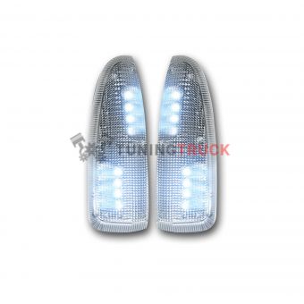Ford 03-07 F250/F350 Superduty & Excursion Side Mirror Lenses (2-Piece Set) w/ WHITE LED Running Lights & Turn Signals - Clear Lens