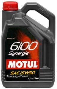 4 л MOTUL 6100 SYNERGIE 15W-50 для бензиновых и дизельных двигателей, изготовленное по технологии Technosynthese®