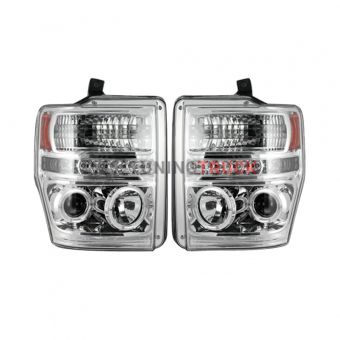 Ford Superduty 08-10 F250/F350/F450/F550 PROJECTOR HEADLIGHTS - Clear / Chrome