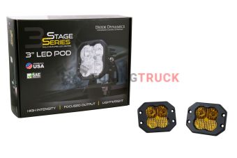 Противотуманные желтые врезные LED-модули SS3 Sport SAE с янтарной подсветкой