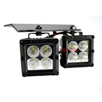 Ford 10-14 SVT RAPTOR LED DRIVING / FOG LIGHT KIT - Includes Four 3" Square 1900 Lumen LED Fog Lights Totaling 80 Watts & 7600 Lumens (2 Spot & 2 Flood) & Includes Two Brackets & Two Wiring Harnesses - Mounts in Existing Front Corner Bumper Openings & Use